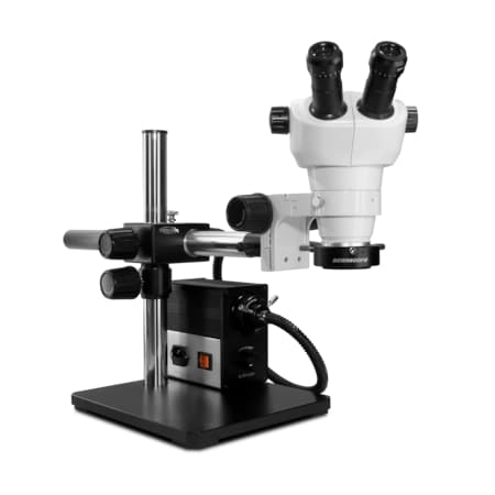 Scienscope NZ Stereo Zoom Microscope And Fiber-Optic LED On Single Arm Stand NZ-PK5S-AN